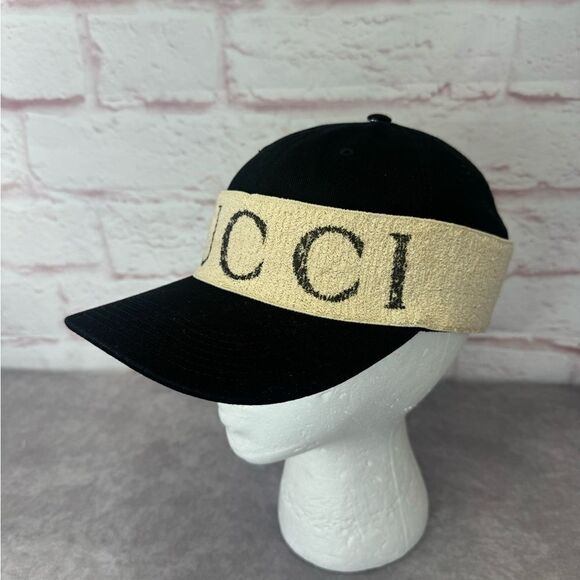 Gucci Terry Band Logo Print Baseball Cap Hat Large - Picture 4 of 13